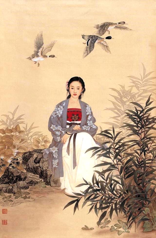 国画名家杨淑涛工笔仕女画欣赏,赵国经工笔仕女画作品欣赏