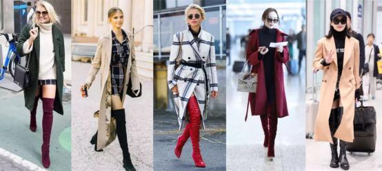 杨幂黑色抹胸过膝长靴,杨幂过膝长靴搭配