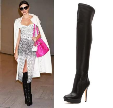 杨幂黑色抹胸过膝长靴,杨幂过膝长靴搭配