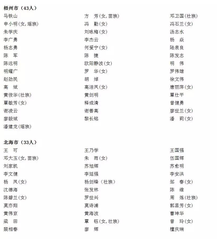 广西新一届全国人大代表完整名单,广西审计厅人事任免人员调任公示