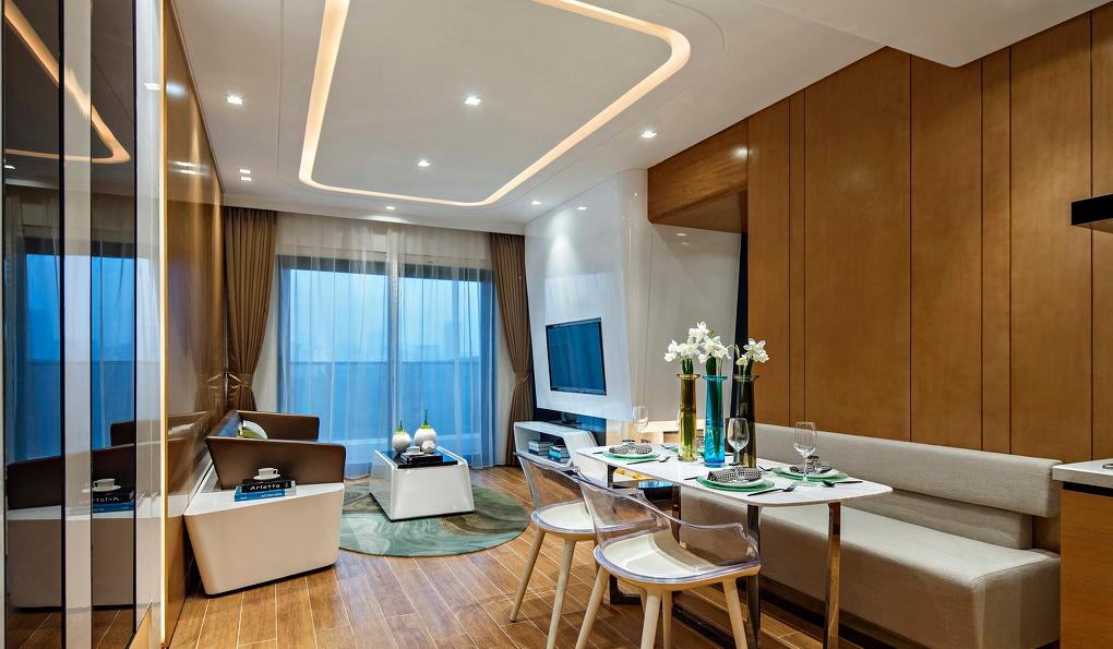 特色餐厅卡座隔断到顶木饰效果图,餐厅卡座一体效果图