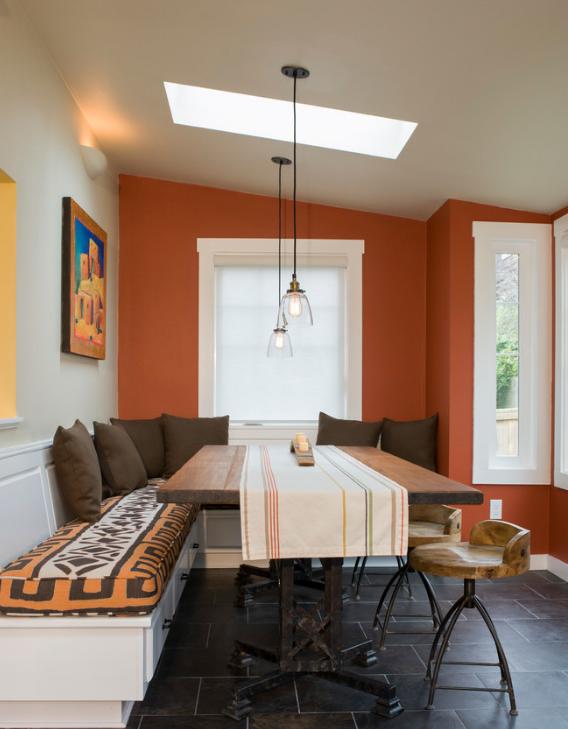 特色餐厅卡座隔断到顶木饰效果图,餐厅卡座一体效果图