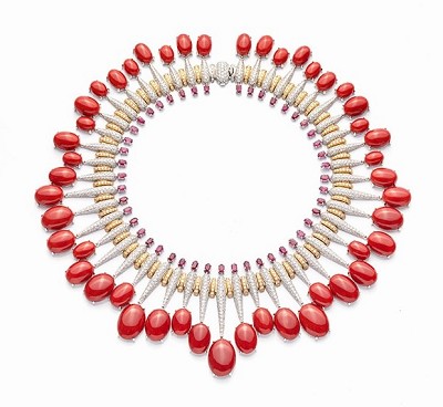 红珊瑚复古高级珠宝,欧洲红珊瑚珠宝