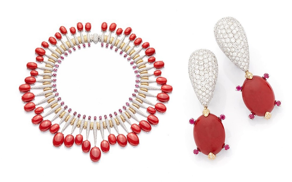 红珊瑚复古高级珠宝,欧洲红珊瑚珠宝