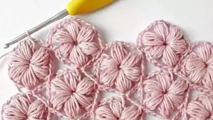 用毛线做泡芙花毯,泡芙花毯钩织教程