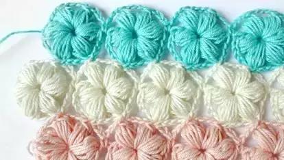 用毛线做泡芙花毯,泡芙花毯钩织教程