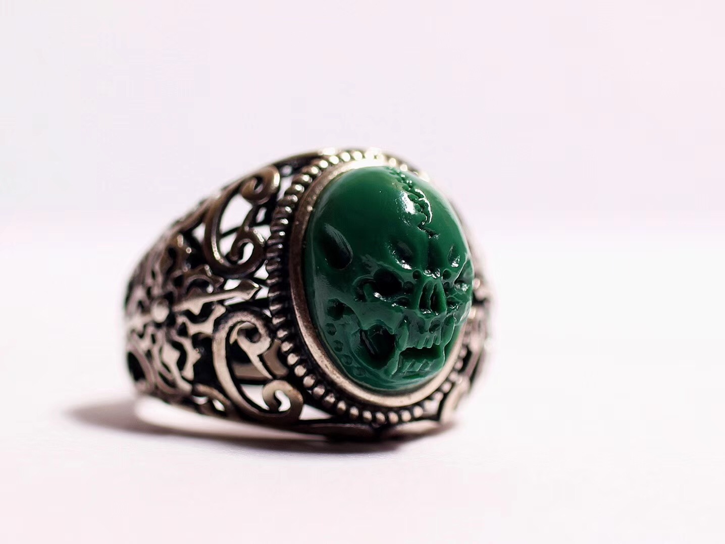 北工牙雕大师作品,喀什纯黄铜手工制作戒指