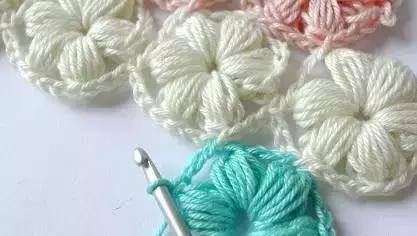 用毛线做泡芙花毯,泡芙花毯钩织教程
