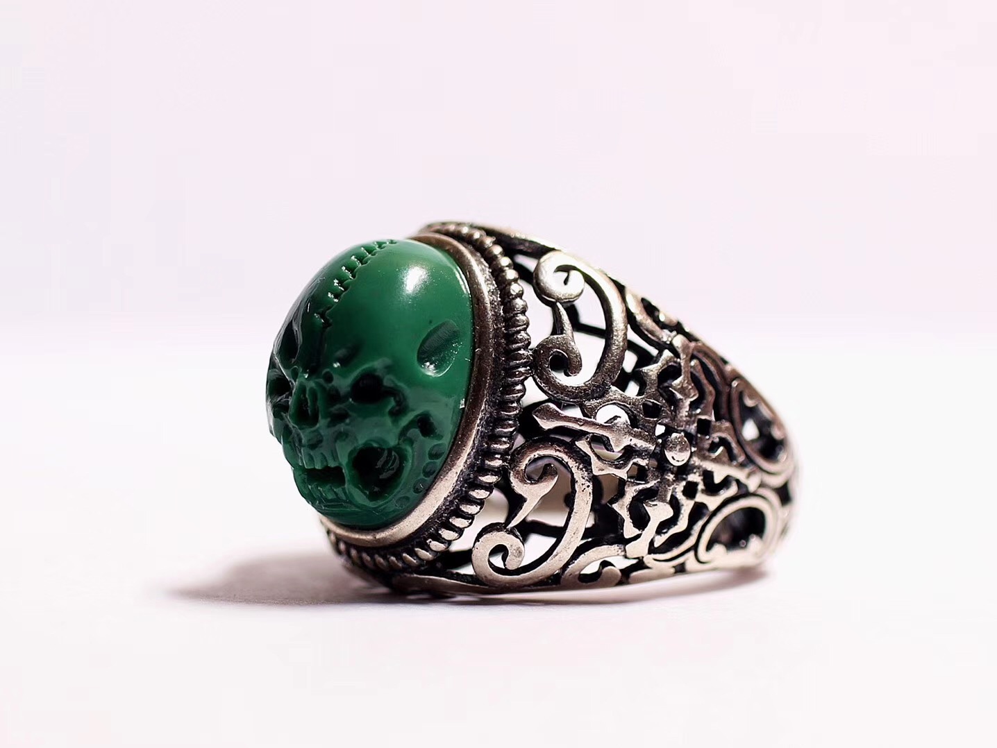 北工牙雕大师作品,喀什纯黄铜手工制作戒指