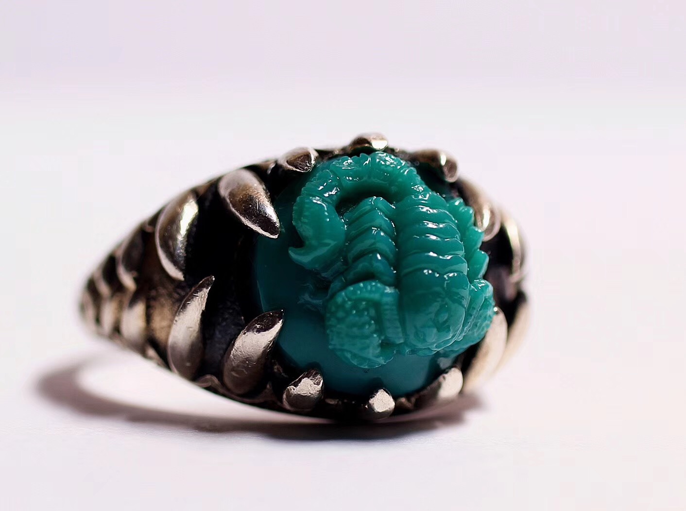 北工牙雕大师作品,喀什纯黄铜手工制作戒指