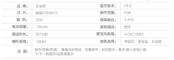 艾米尼蓝牙耳机触摸,艾米尼蓝牙耳机单耳商务版