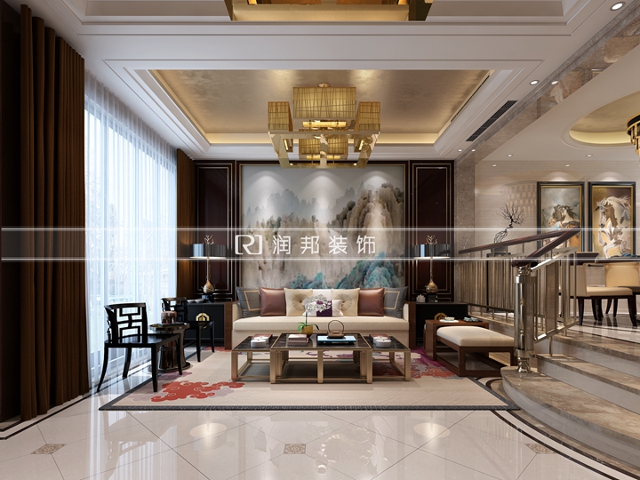 天鹅湖凡山新中式,天鹅湖印象133平装修效果图