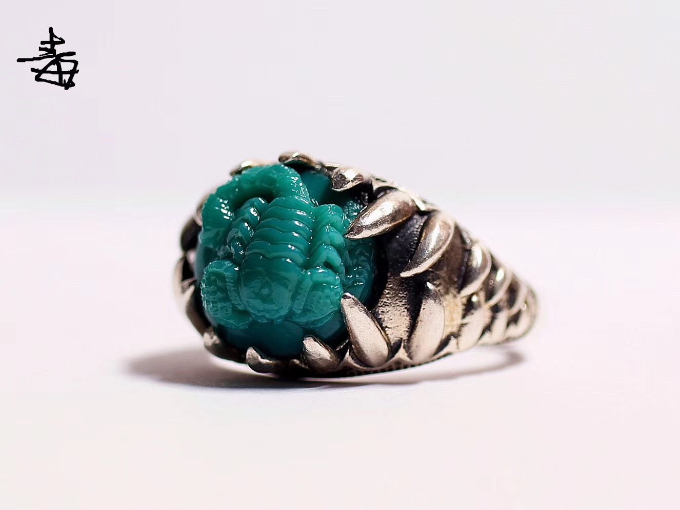 北工牙雕大师作品,喀什纯黄铜手工制作戒指