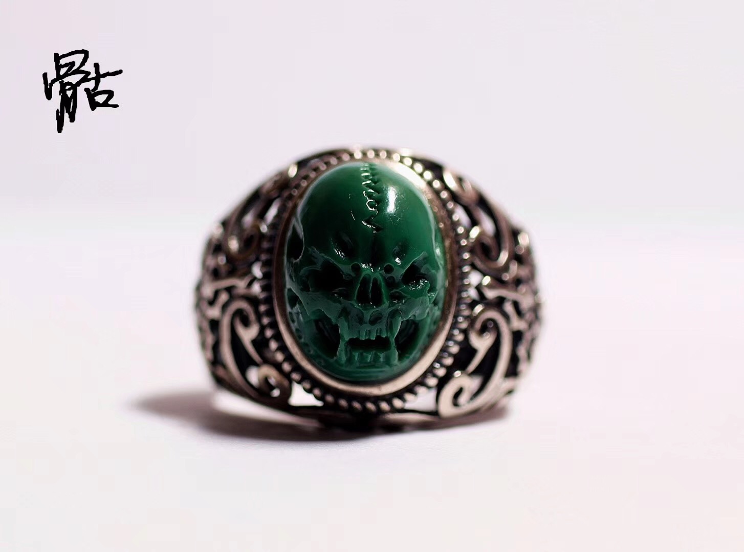 北工牙雕大师作品,喀什纯黄铜手工制作戒指