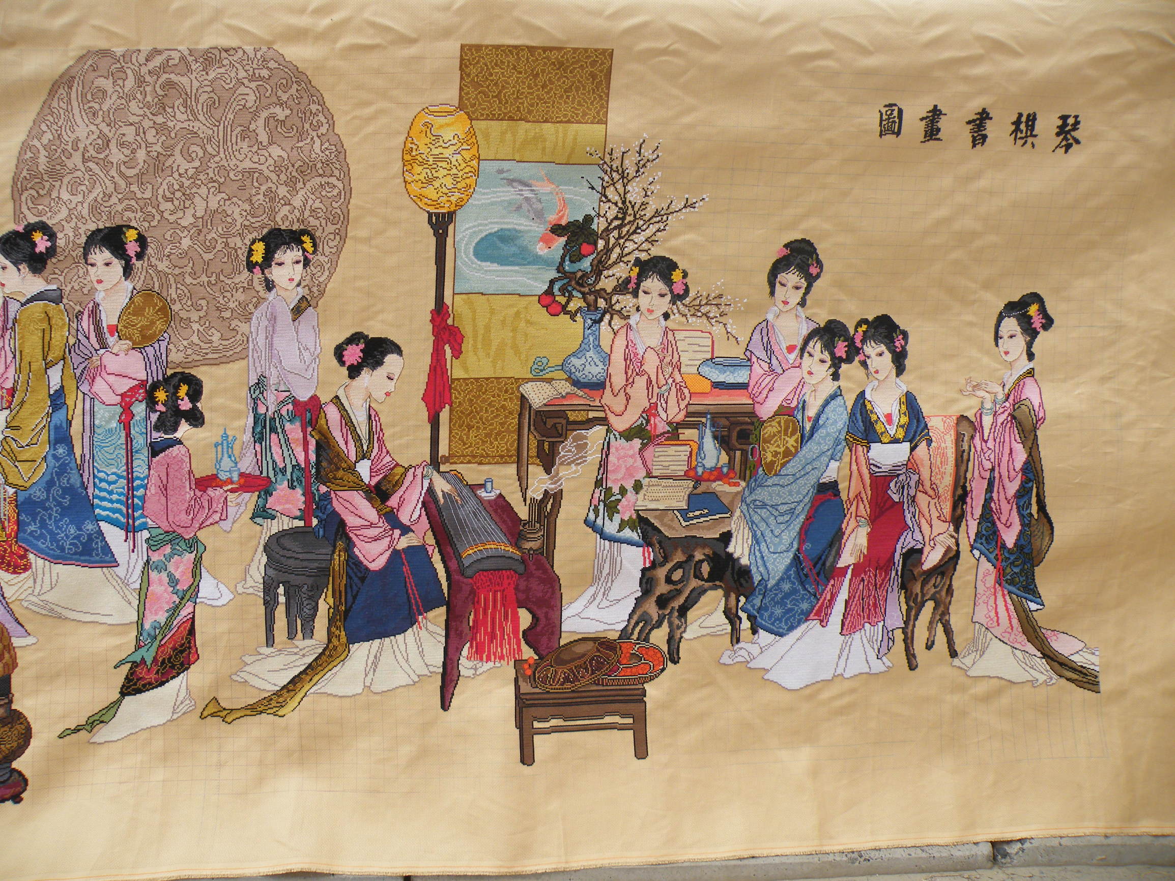 琴棋书画十字绣图名画,琴棋书画十字绣怎么绣好看