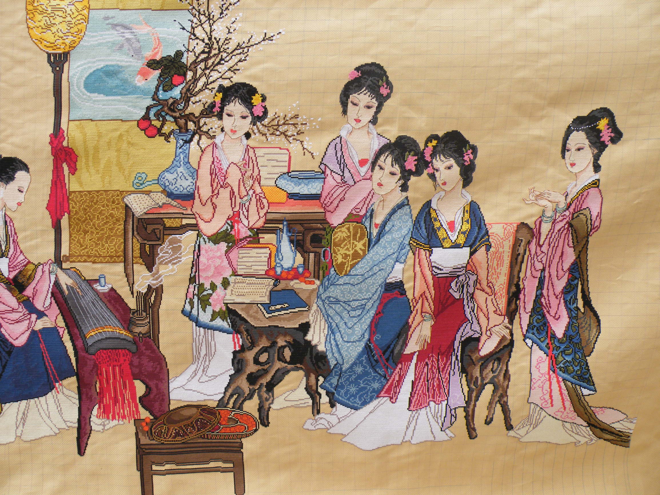 琴棋书画十字绣图名画,琴棋书画十字绣怎么绣好看