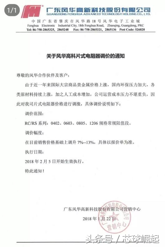 电阻涨价,国巨电子最新消息