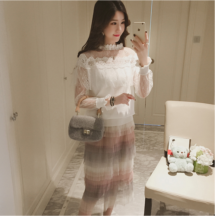 荷叶边雪纺衬衫女士气质遮肉,秋季新款喇叭袖洋气衬衫