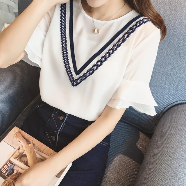 雪纺衫小清新夏季,夏季甜美雪纺衫