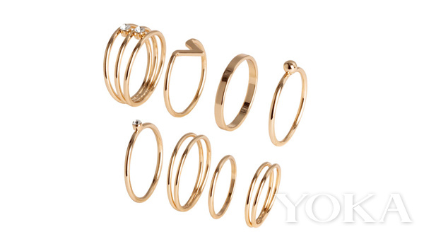 ins上最火的戒指叠戴方法,素圈粗戒指叠搭戴法