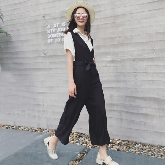 比阔腿裤还宽的阔腿裤,背带阔腿裤套装2021网红款10岁