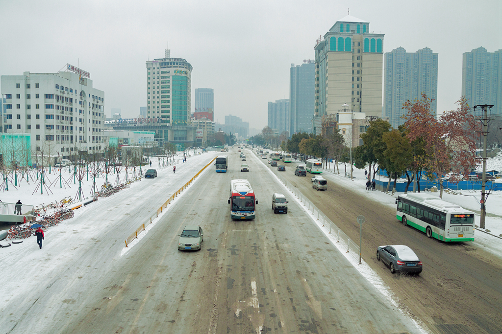 随风飞舞——雪花下武昌街头影像