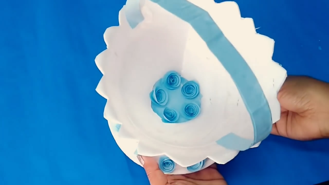 一次性纸盘花篮,diy手工制作实用花篮