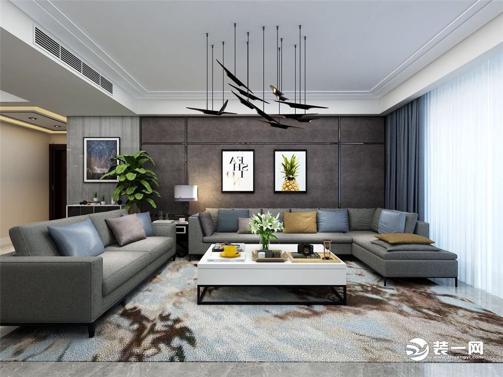 餐厅镜子能扩大空间!青岛鲁润静园143平案例,现代硬装造价11万