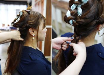 2款超级好看的蜈蚣辫发型图解,短发两个蜈蚣辫编发教程