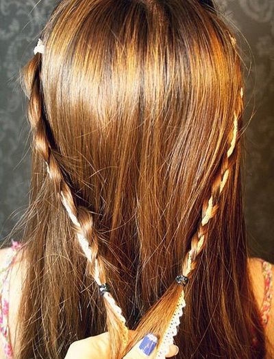 2款超级好看的蜈蚣辫发型图解,短发两个蜈蚣辫编发教程