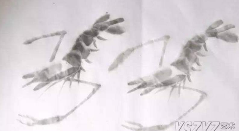 水墨大虾怎么画,水墨彩色大虾画