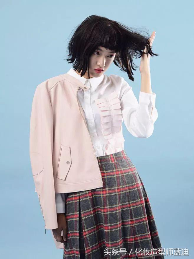 内扣美发造型短发,短发泡面头扎发发型