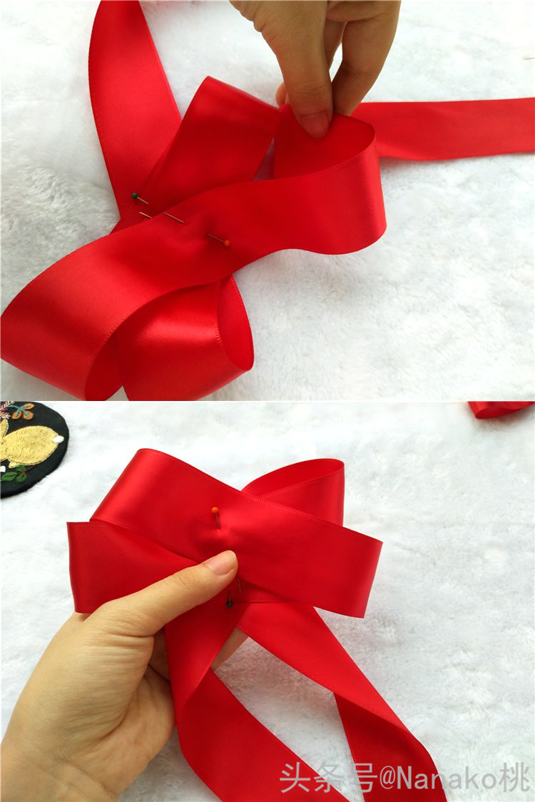 手作蝴蝶结做法,法式温柔气质缎面蝴蝶结飘带发夹