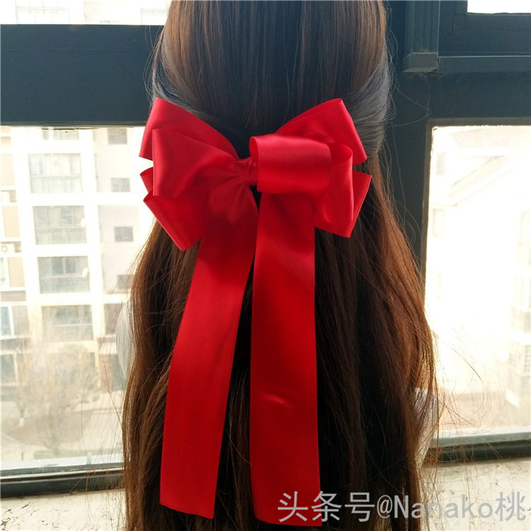 手作蝴蝶结做法,法式温柔气质缎面蝴蝶结飘带发夹