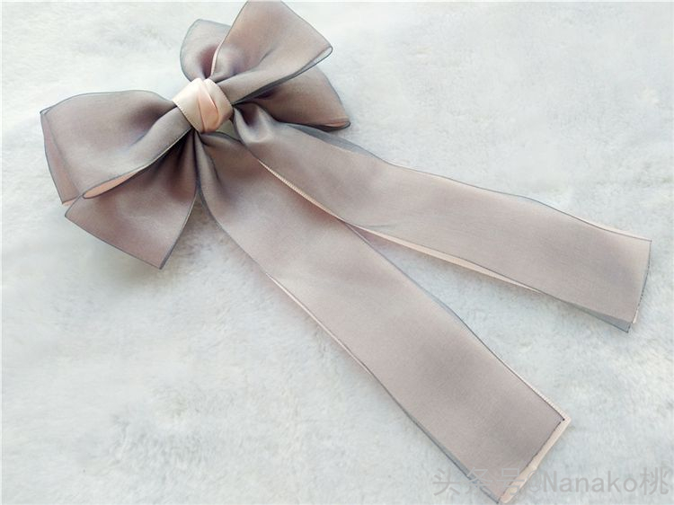 手作蝴蝶结做法,法式温柔气质缎面蝴蝶结飘带发夹