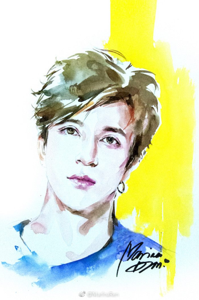 王源手绘画大神,王源水彩手绘图片