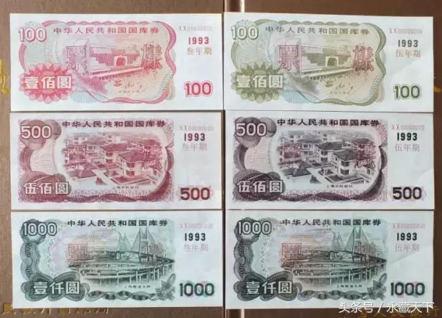 中国国库券票样大全,中国国库券1994年全套