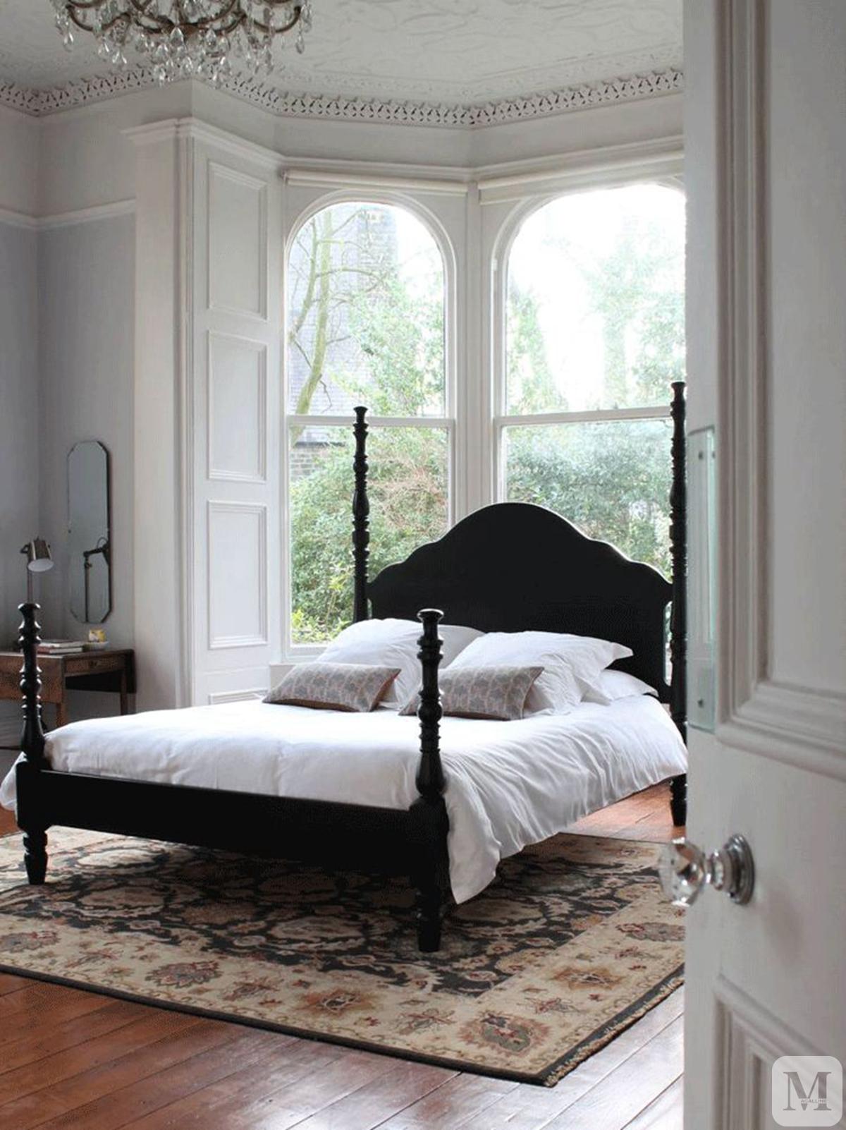 法式卧室黑色床搭配效果图,豪宅卧室上下铺