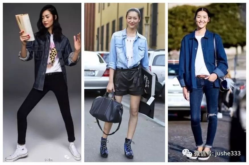 小个子牛仔衬衫的穿法,万能单品白衬衫的n种穿法