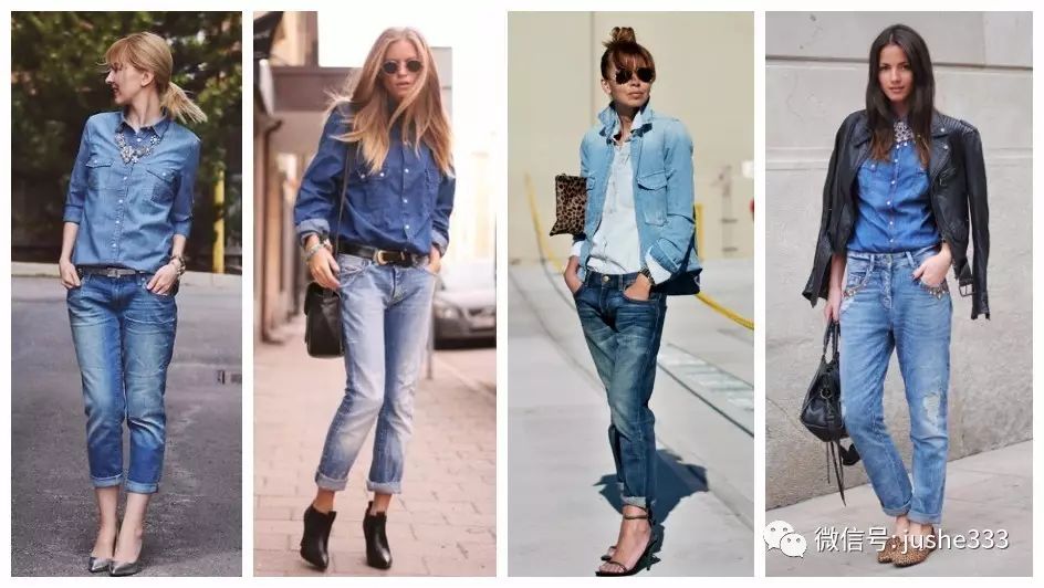 小个子牛仔衬衫的穿法,万能单品白衬衫的n种穿法