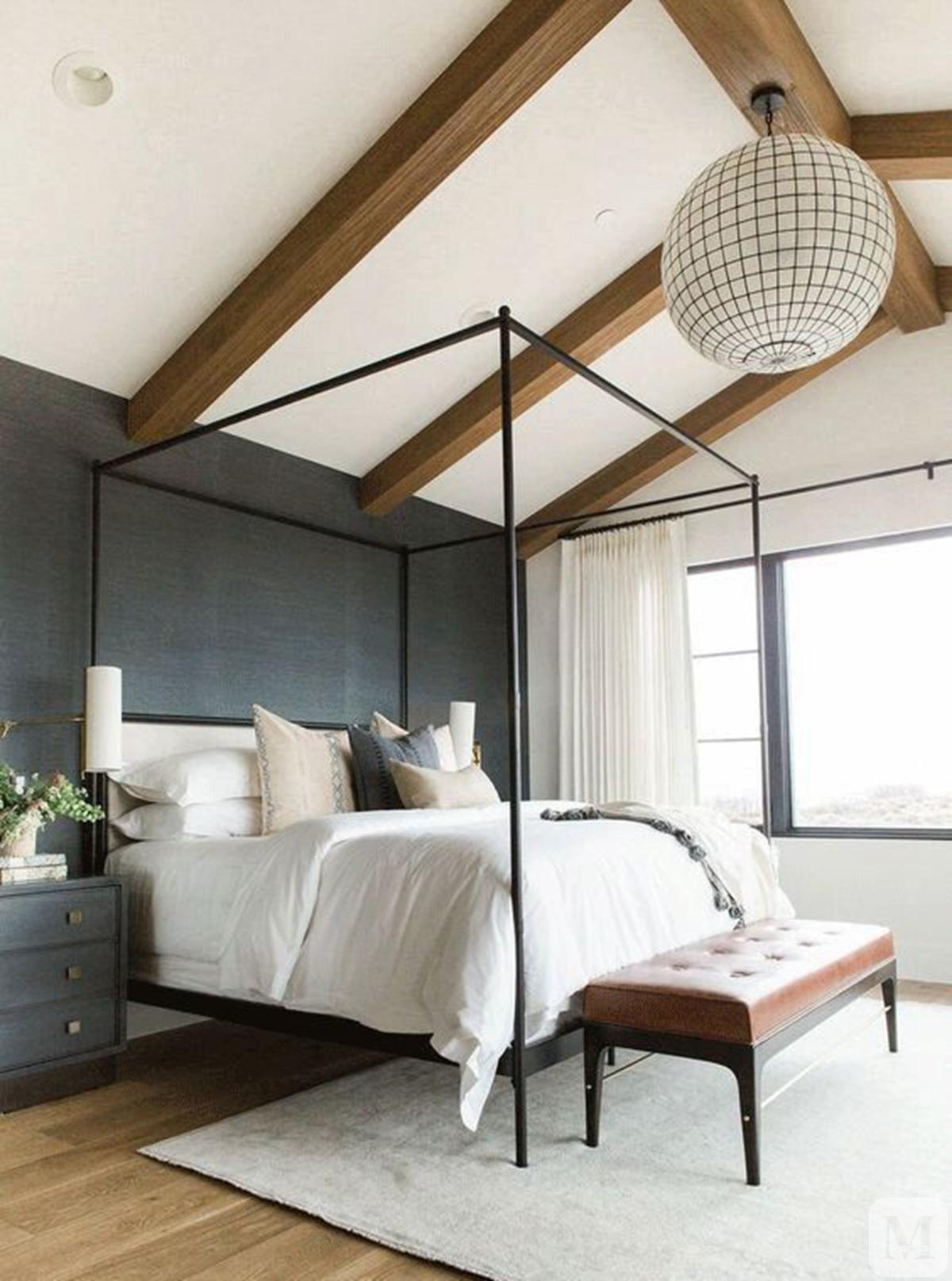 法式卧室黑色床搭配效果图,豪宅卧室上下铺