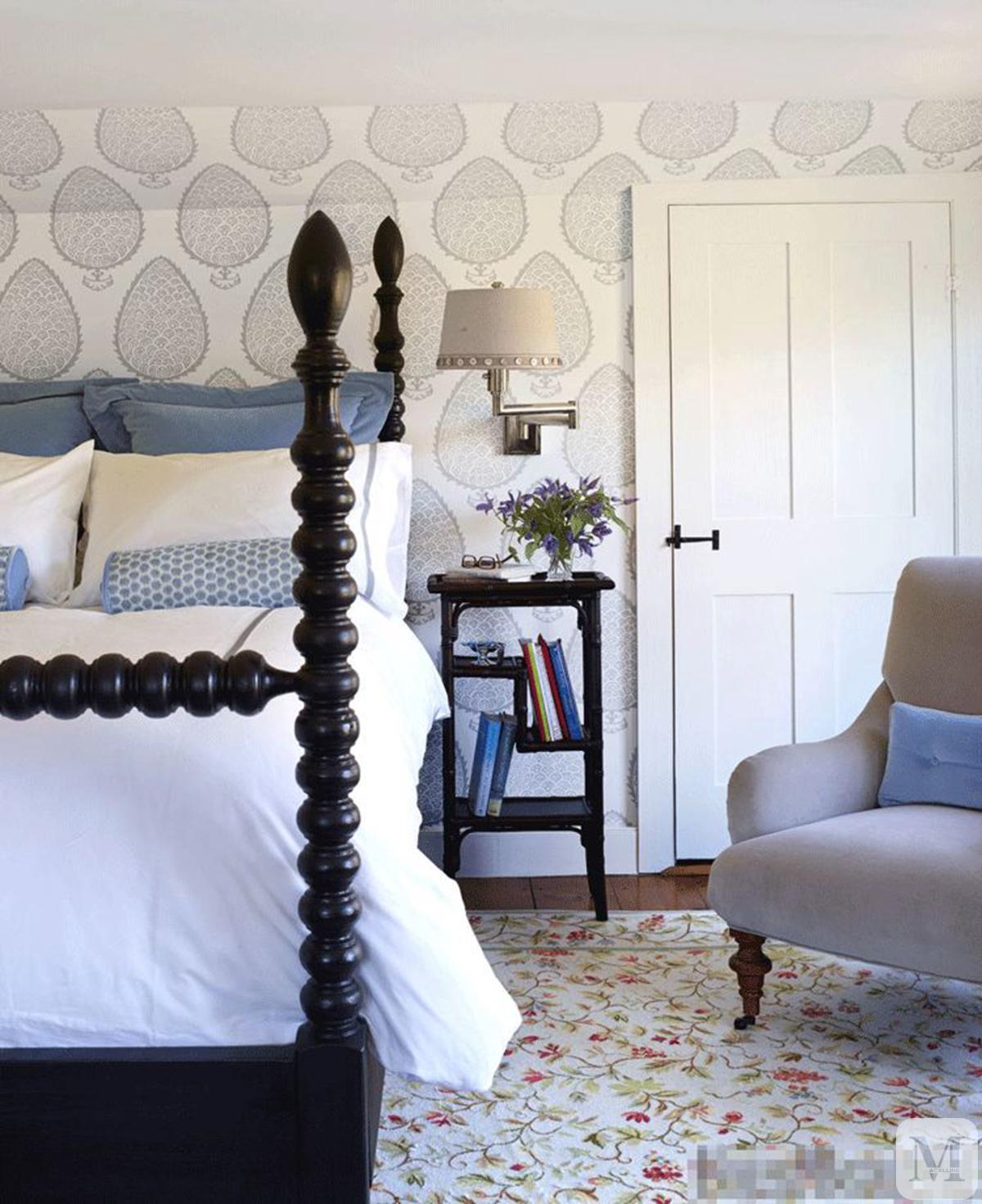 法式卧室黑色床搭配效果图,豪宅卧室上下铺