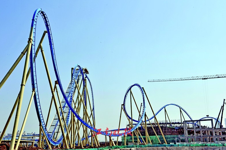 万达文化旅游城雏形渐现融入许多无锡元素，预计明年中旬开园