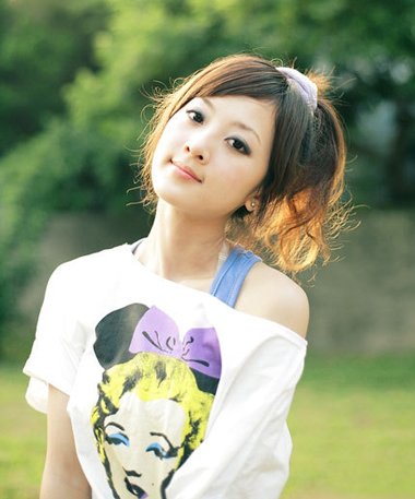 大脸长发刘海怎么剪最好看,长发大脸无刘海扎发