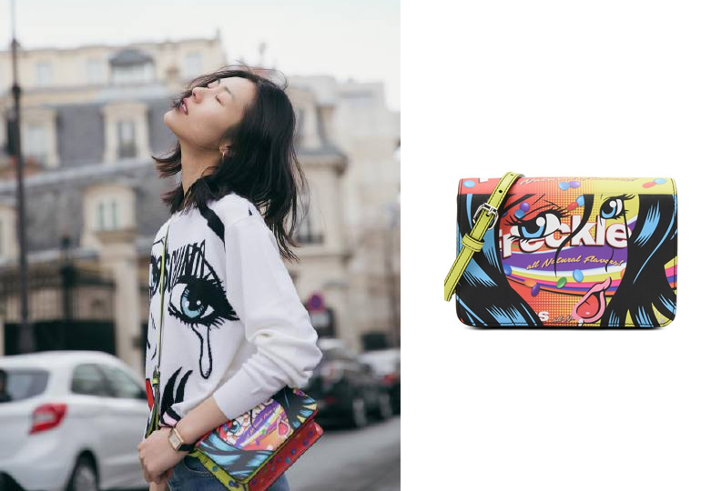 这包可以和春色媲美，印花彩虹条纹包包一定要有一个