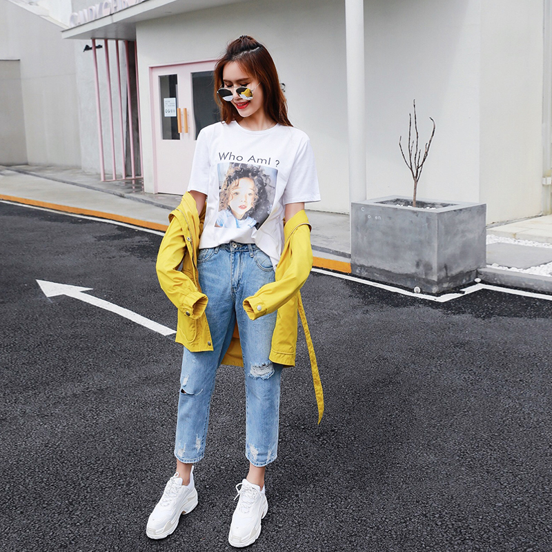 时尚休闲牛仔长裤秋冬季搭配,夏季女式牛仔休闲长裤