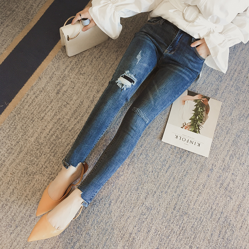 时尚休闲牛仔长裤秋冬季搭配,夏季女式牛仔休闲长裤