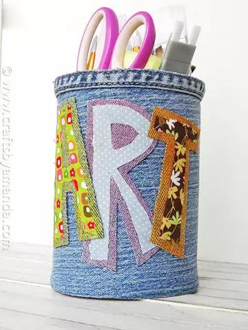 用旧牛仔裤做好看的挂墙收纳袋,旧牛仔裤改造车载收纳袋