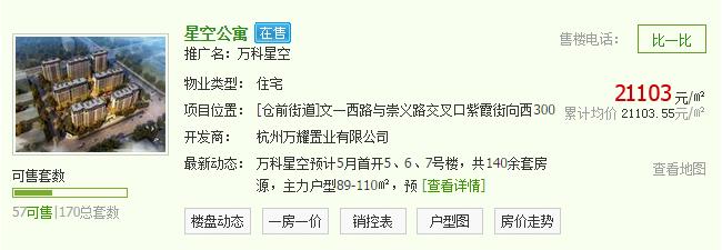 万科星空价格,万科未来科技城二手房真实成交