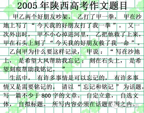 陕西近五年中考作文题目大全,2015高考陕西作文谁出的题
